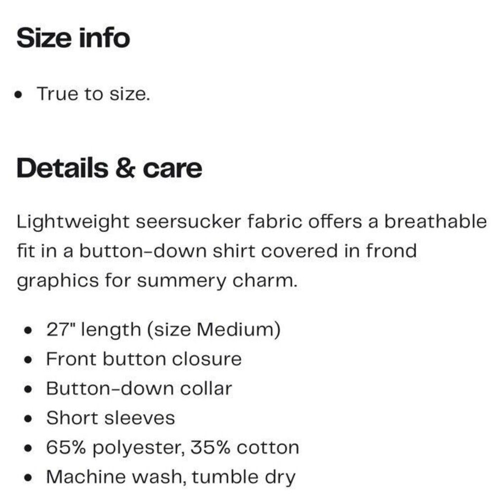 New $88 Tailor Vintage Button Seersucker Shirt Men Puretec Cool‎ Fan Palms XL - Picture 2 of 10